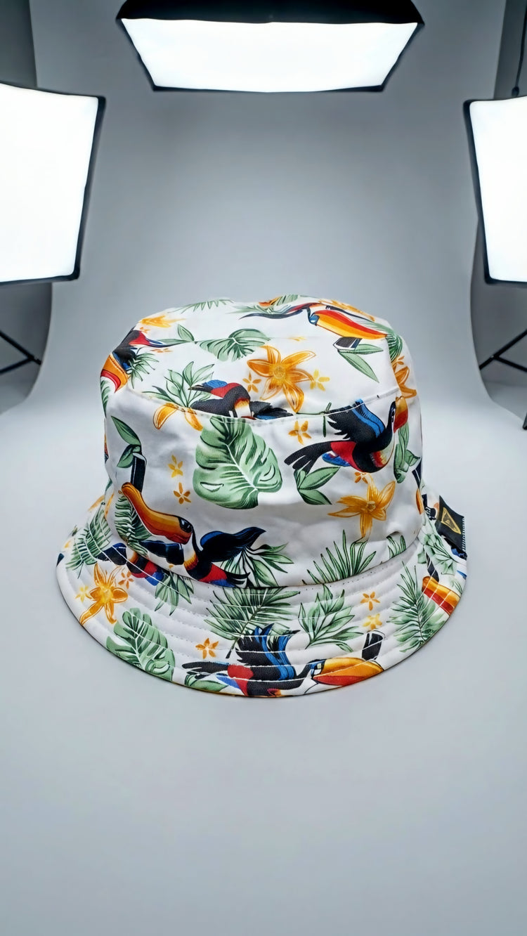 BLK/CRM TOUCAN HAWAIIAN BUCKET HAT (DOUBLE SIDE WEARING CAP)