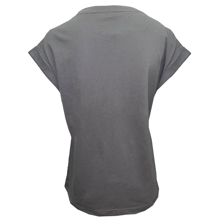 GUINNESS FOIL HARP ROLLED SLEEVE LADIES T-SHIRT (PEWTER)