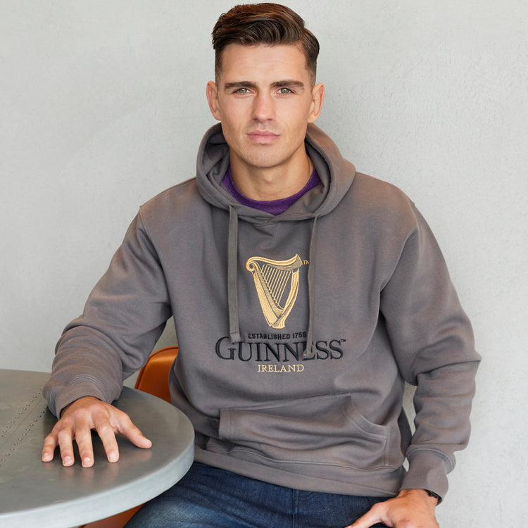 GUINNESS EMBLEM HARP UNISEX HOODIE (PEWTER)
