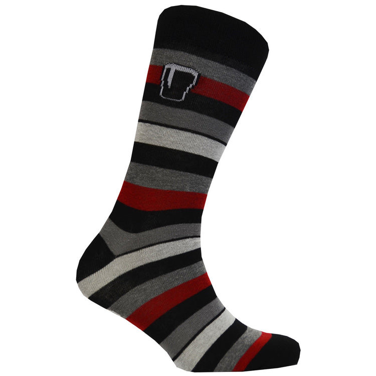 GUINNESS BURGUNDY & GREY STRIPED SOFT SOCKS