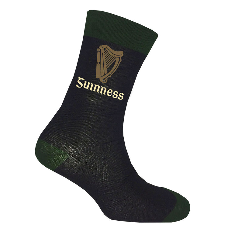 GUINNESS IRISH LABEL HARP BLACK & BOTTLE GREEN SOCKS