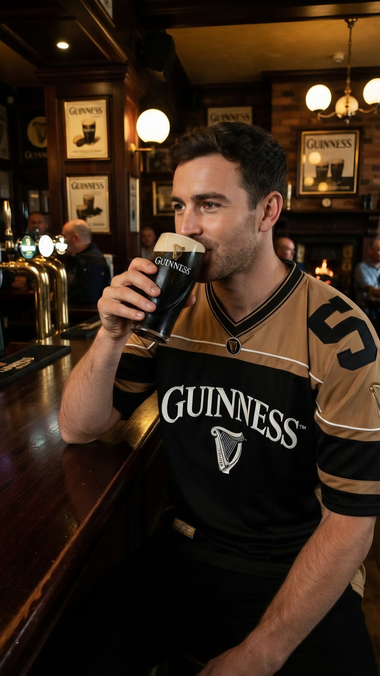 BLACK GOLD GUINNESS AMERICAN FOOTBALL TOP