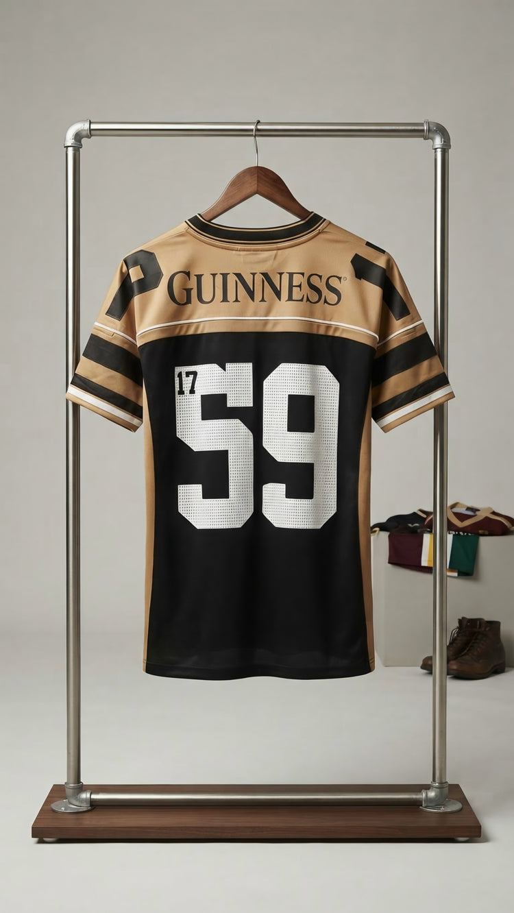 BLACK GOLD GUINNESS AMERICAN FOOTBALL TOP