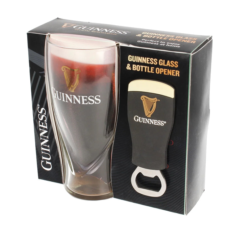 GUINNESS EMBOSSED 540ML GLASS & PINT PVC OPENER SET