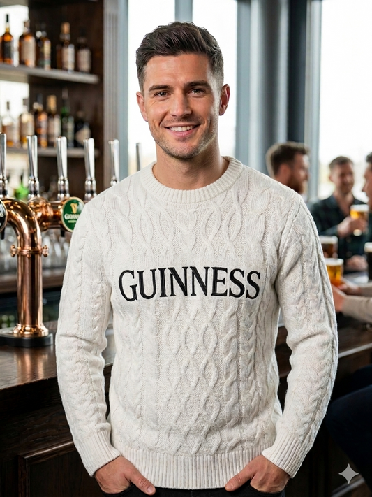 WHITE GUINNESS ARAN KNIT JUMPER
