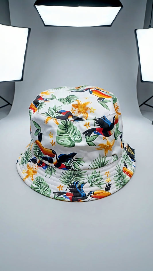 BLK/CRM TOUCAN HAWAIIAN BUCKET HAT (DOUBLE SIDE WEARING CAP)
