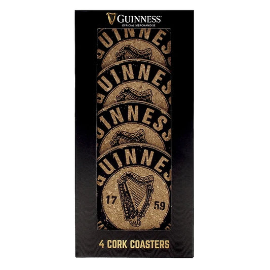 GUINNESS BOTTLETOP CORK COASTERS HARP 4 PK