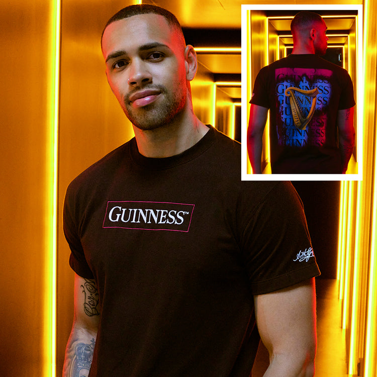 GUINNESS EMBLEM & HARP BACK T-SHIRT (BLACK)