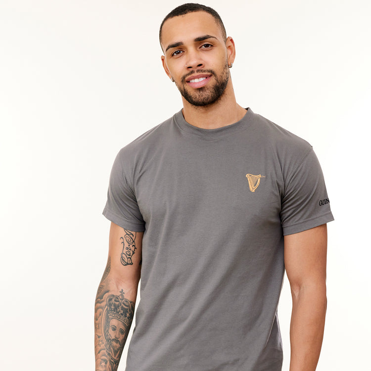 GUINNESS HARP EMBLEM MENS T-SHIRT (PEWTER)