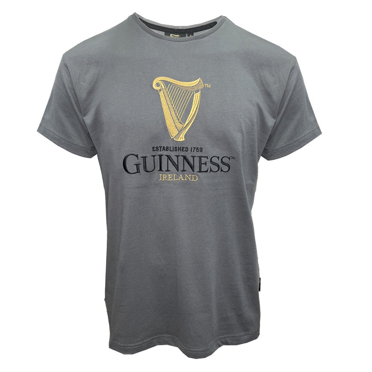 GUINNESS EMBLEM HARP MENS T-SHIRT (PEWTER)