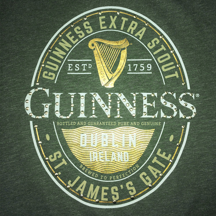 GUINNESS ST JAMES’S GATE LABEL MOSS GREEN WOMAN T-SHIRT