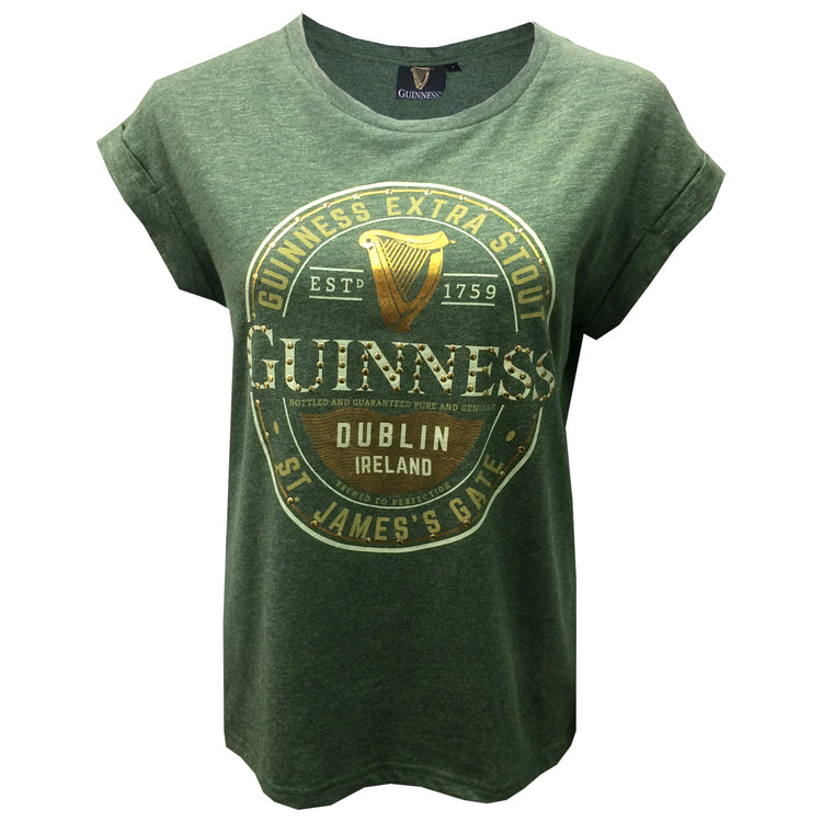 GUINNESS ST JAMES’S GATE LABEL MOSS GREEN WOMAN T-SHIRT