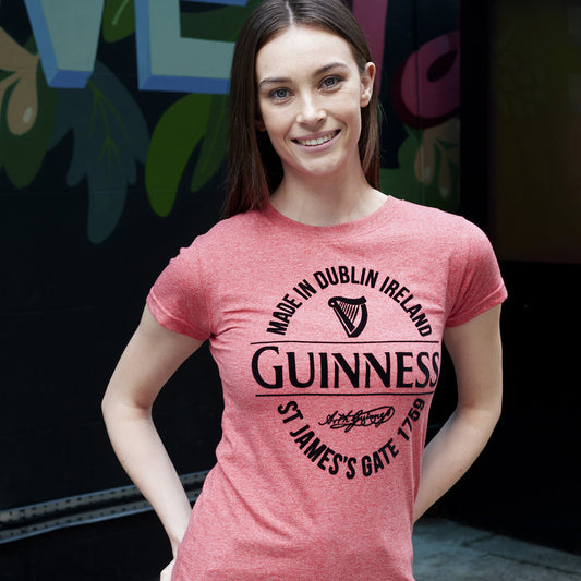 GUINNESS STAMP GRINDLE LDS T-SHIRT (RED)