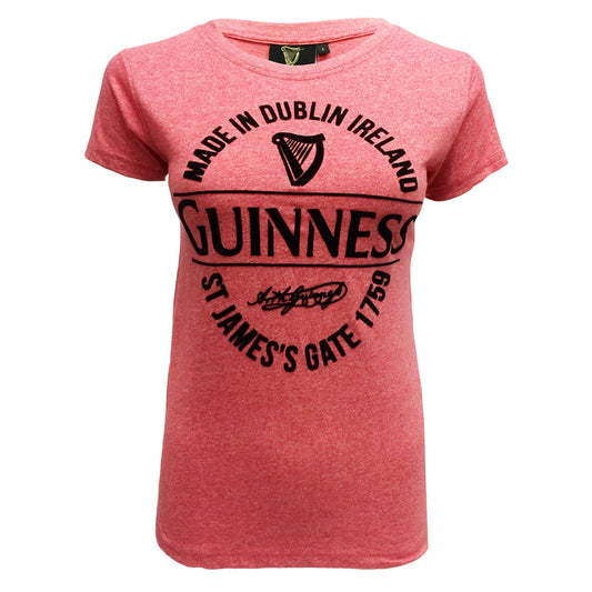 GUINNESS STAMP GRINDLE LDS T-SHIRT (RED)